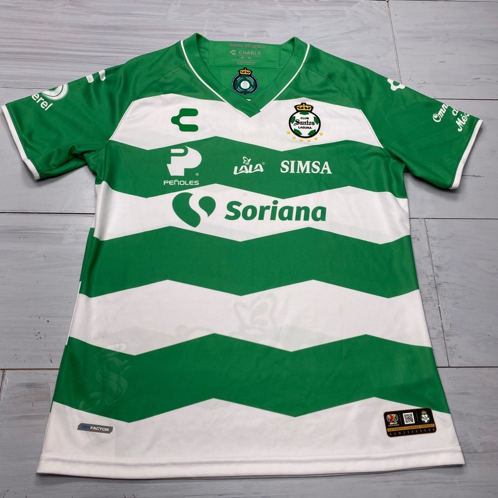 Charly Santos Laguna 2023/24 Home Soccer Jersey Mens M Green White Liga MX